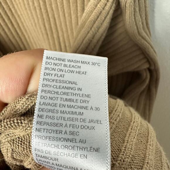 Good American Dress Belted Body Midi Ribbed Knit Stretch Taupe Tan Brown 3 L - Picture 8 of 10